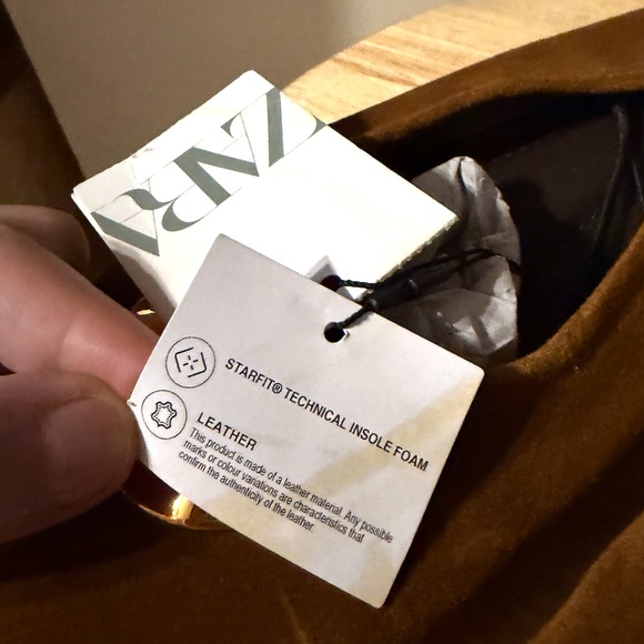 Zara chocolate brown suede leather embellished ballet NWT - Picture 5 of 10